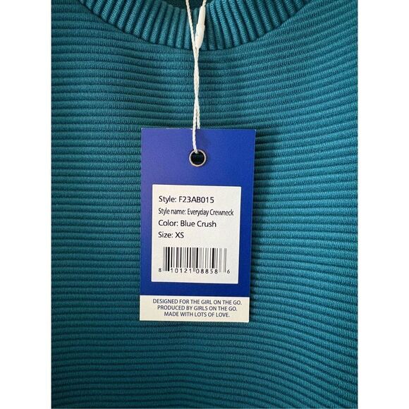 NWT Addison Bay Everyday Ribbed Crewneck In Blue Crush Size XS $168 MSRP - Picture 9 of 10